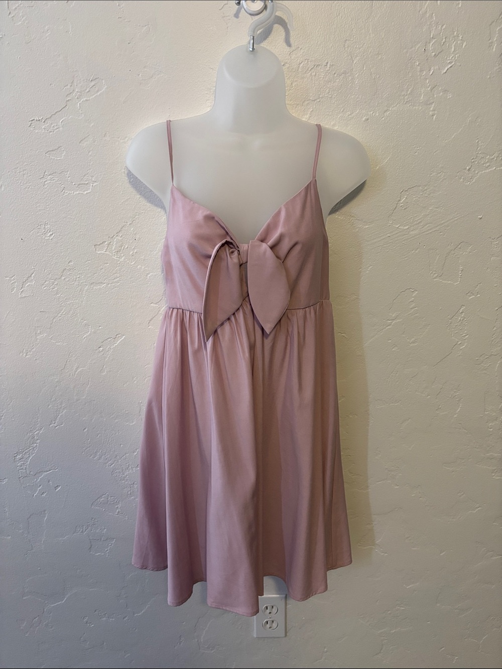 Spaghetti Strap Tie-Front Pink Dress